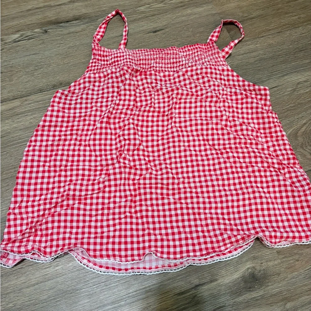 Red Gingham Girls' Pajama Set - Tank Top & Shorts